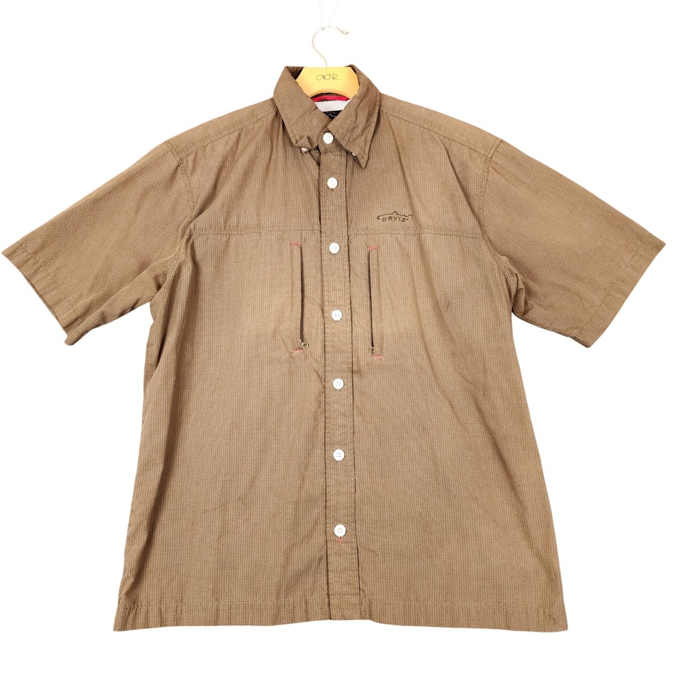 Orvis Trout Bum Mens Medium Brown Plaid‎ Vented Short Sleeve Fishing Shirt
